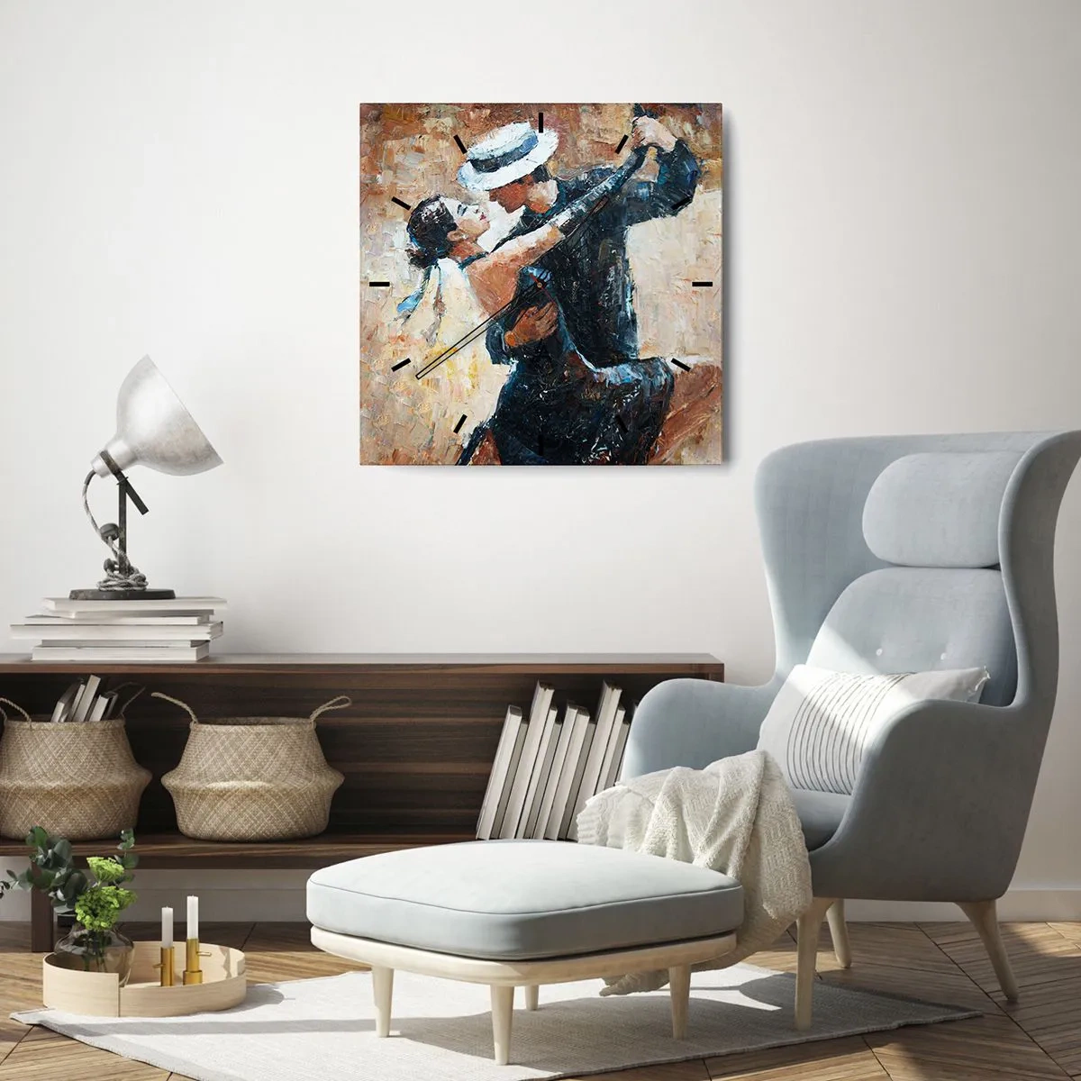 Väggklocka - Klocka på glas - A la Rudolf Valentino - 30x30 cm