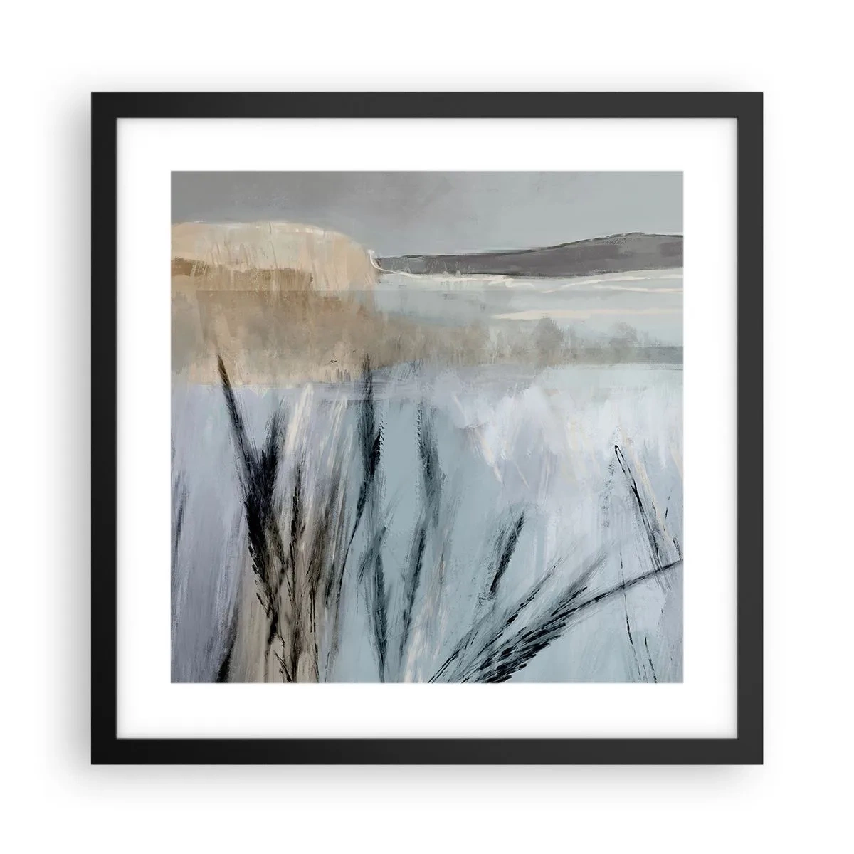 Affisch i svart ram - Vinterfält - 40x40 cm