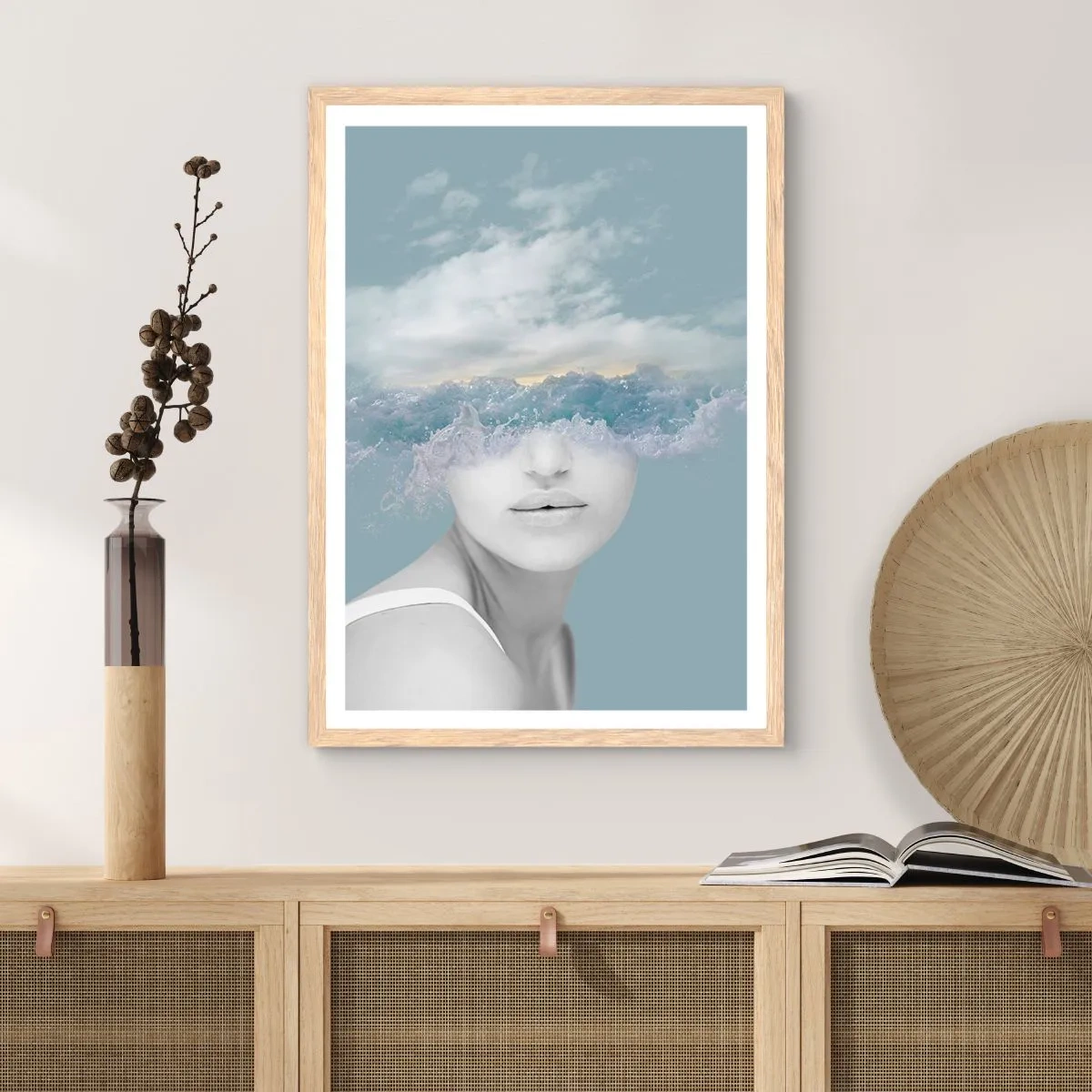 Affisch i ram av ljusek - Med huvudet i molnen - 50x70 cm
