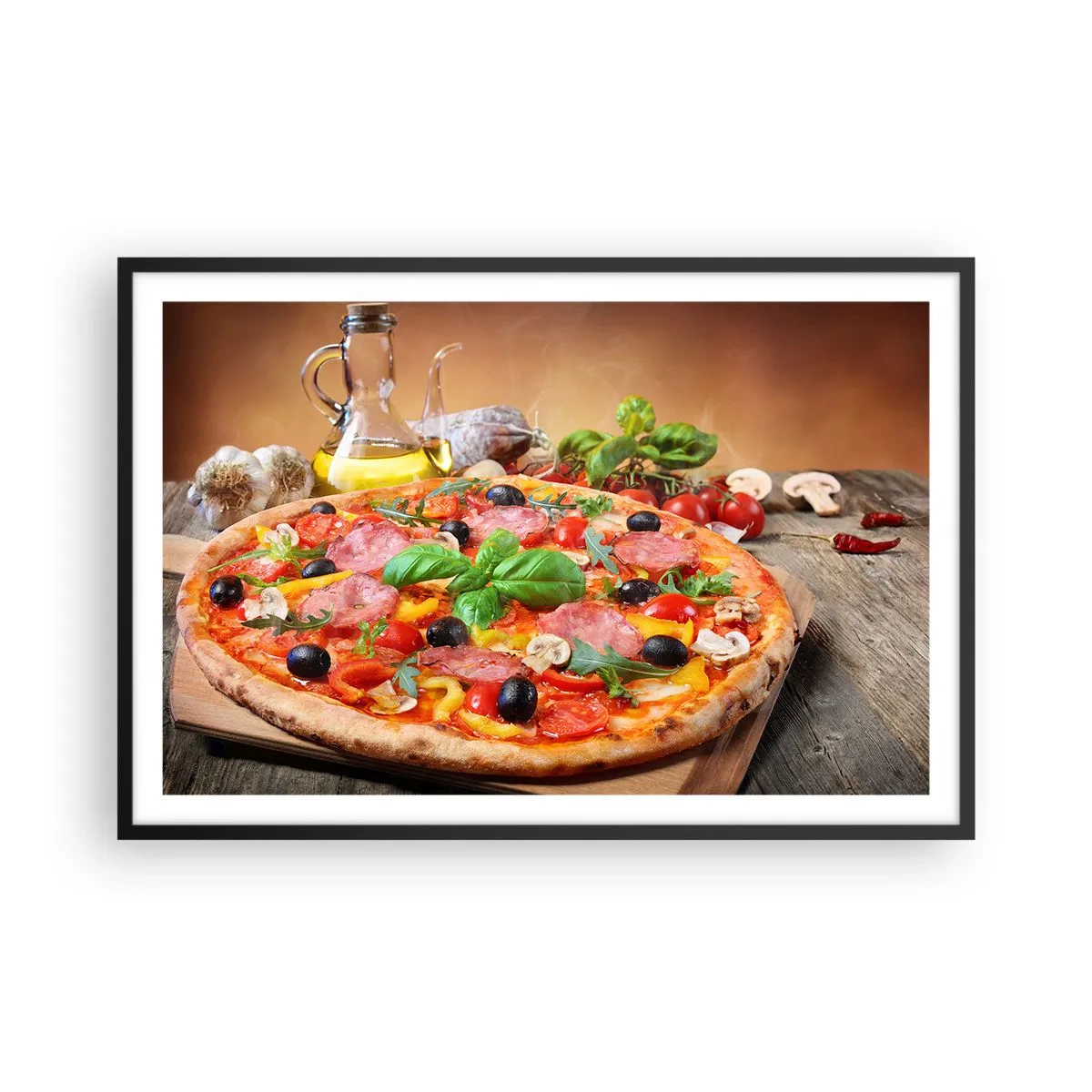 Affisch i svart ram - Med riktig italiensk smak - 91x61 cm