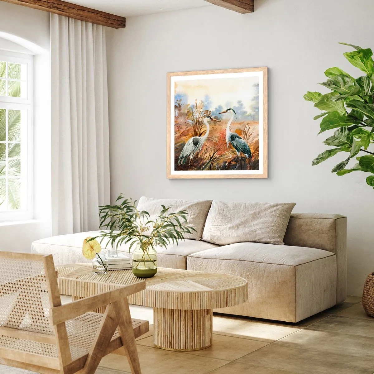Affisch i ram av ljusek - Vart ska vi på hösten? - 60x60 cm