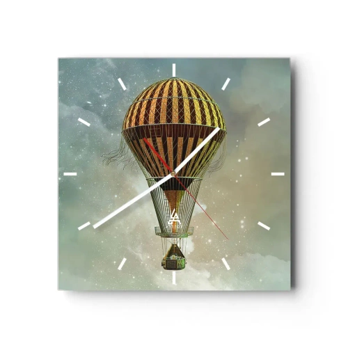 Väggklocka - Klocka på glas - Banbrytande flygningar - 30x30 cm