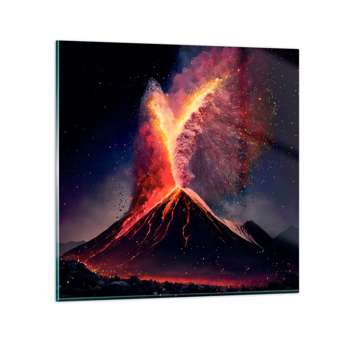 Glastavla - Bild på glas - Skönhet och skräck - 60x60 cm