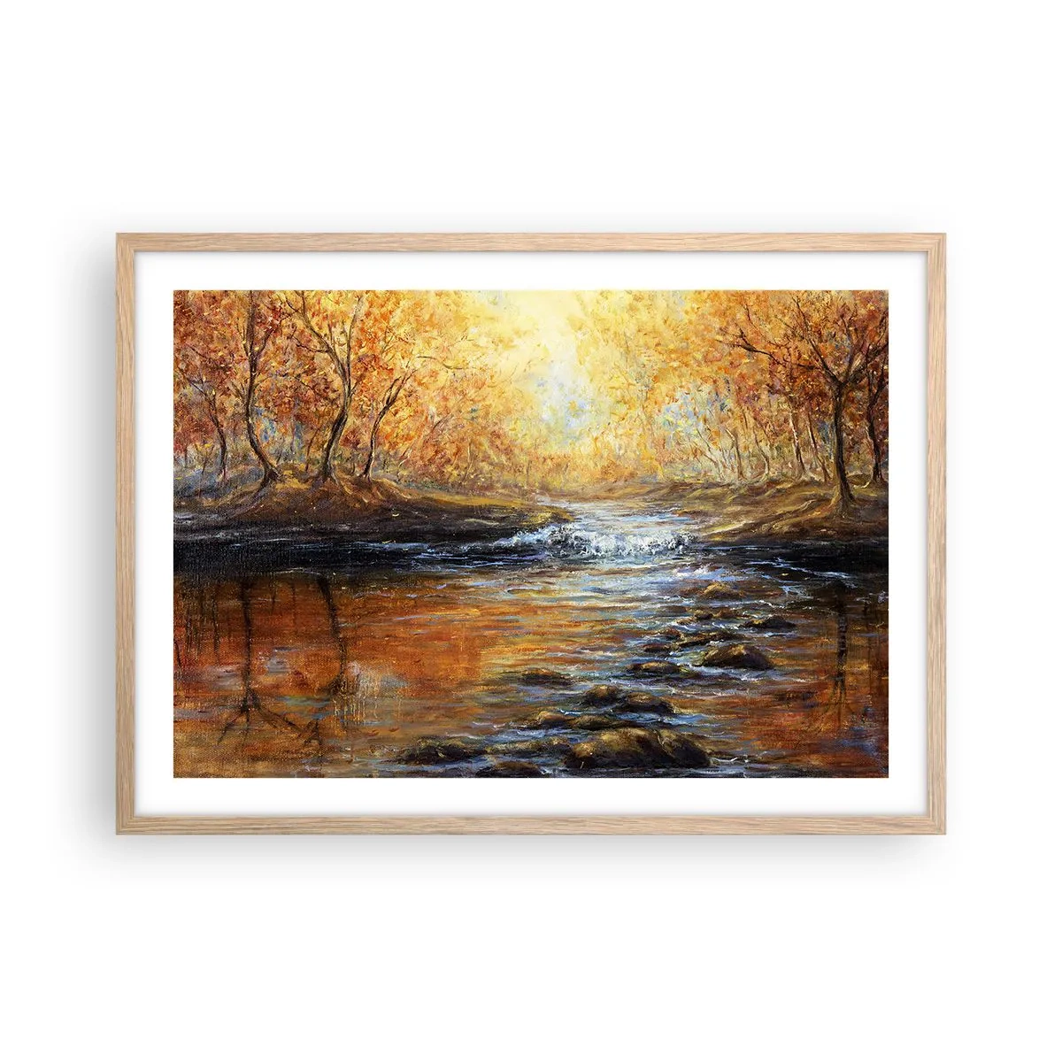 Affisch i ram av ljusek - Gyllene bäck - 70x50 cm