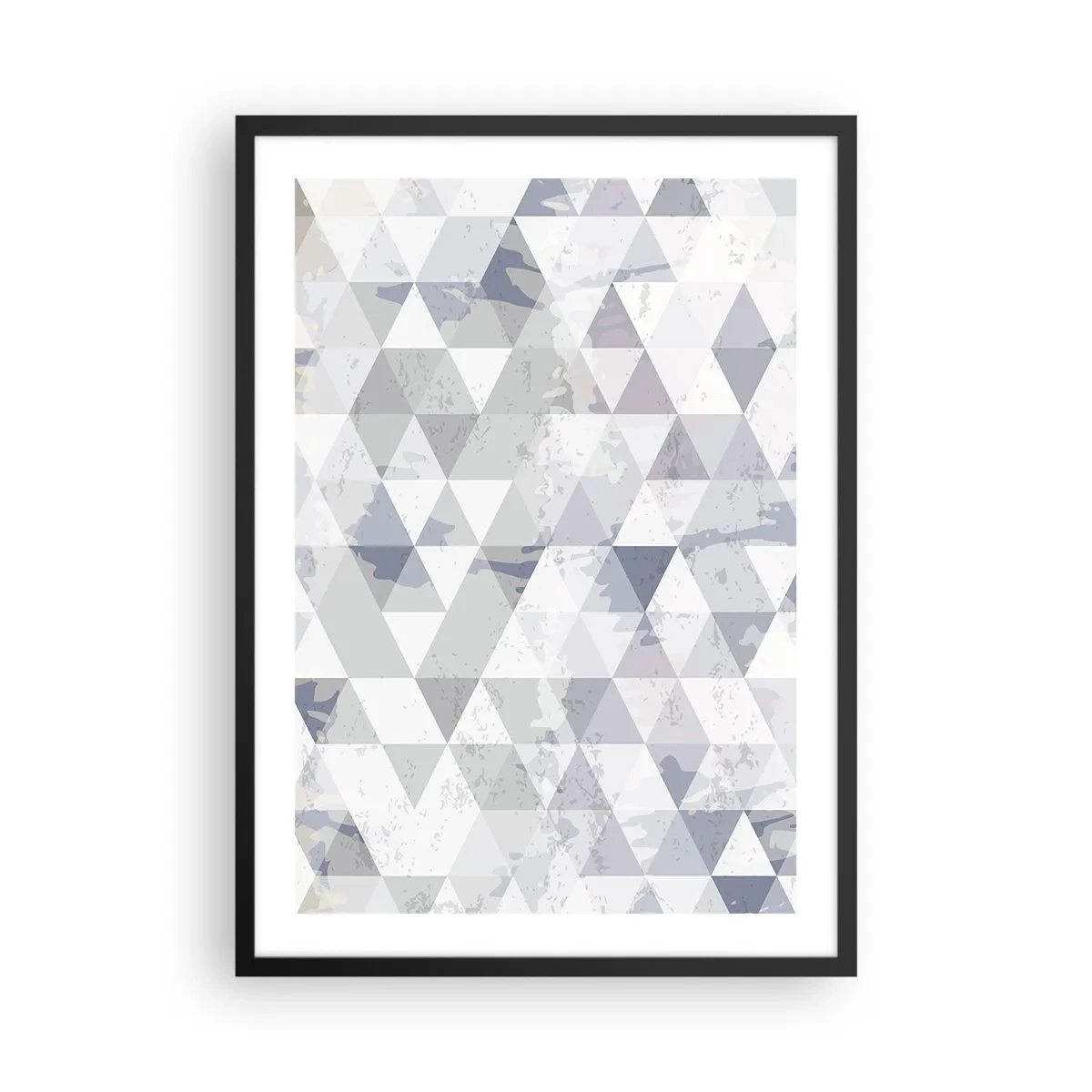 Affisch i svart ram - Geometriskt mönster av trianglar i grå nyanser - 50x70cm - Trianglar - Modern väggdekoration för vardagsrum och sovrum ARTTOR