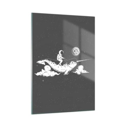 Glastavla - Bild på glas - Rymdryttare - 50x70 cm
