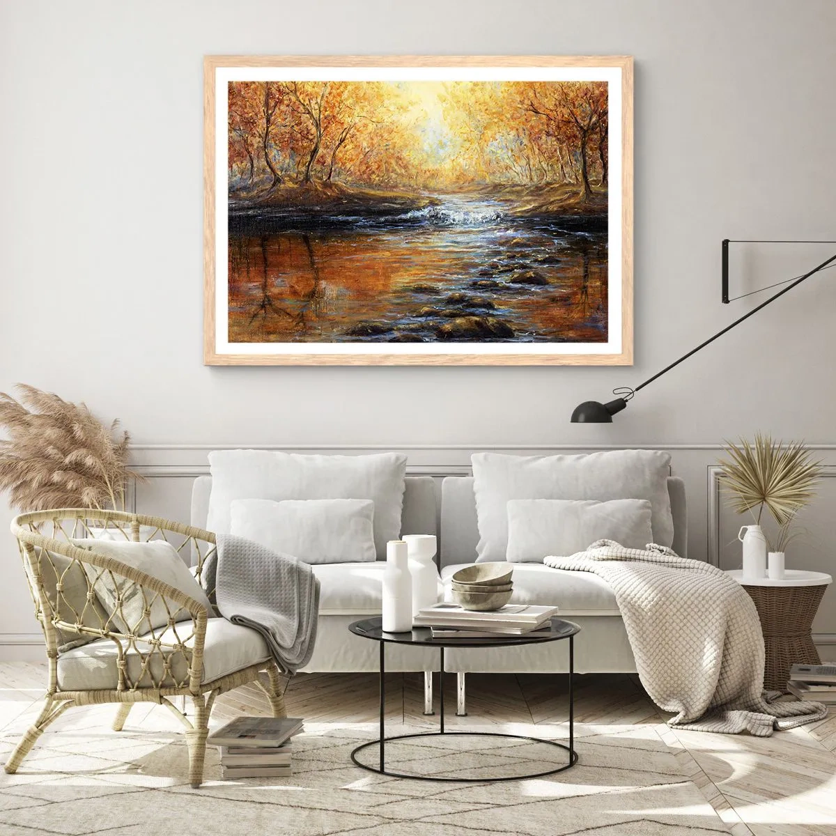 Affisch i ram av ljusek - Gyllene bäck - 50x40 cm