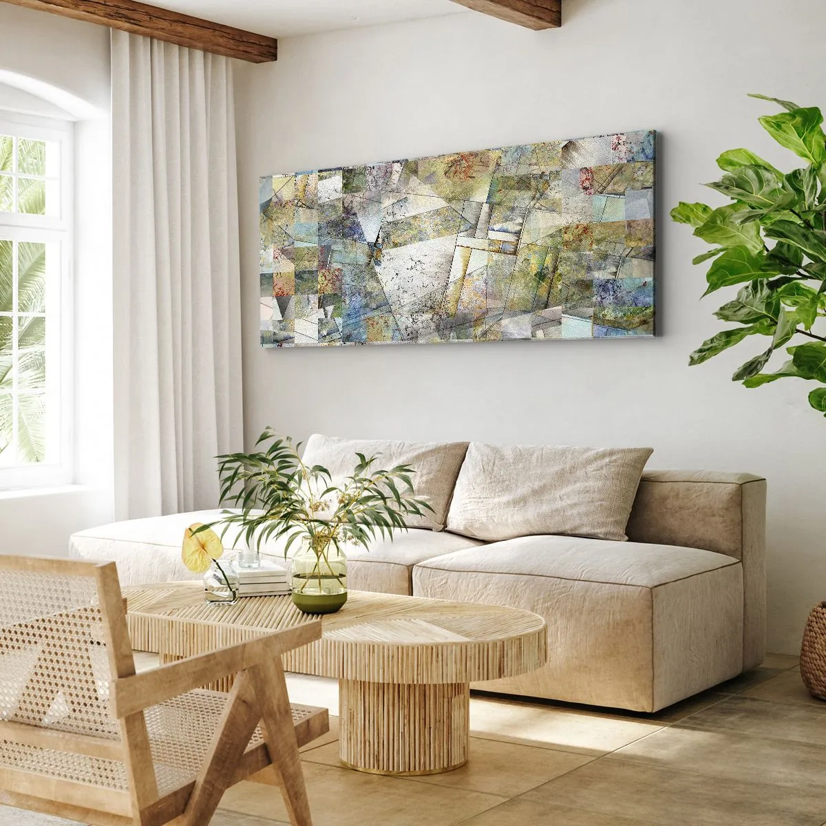 Canvastavla - Bild på duk - Geometrisk omblandning - 100x40 cm
