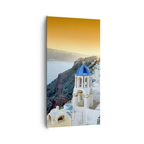 Canvastavla - Bild på duk - Santorini - inbäddat i berg - 65x120 cm
