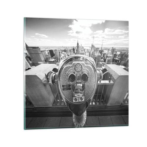 Glastavla - Bild på glas - Stad över städerna - 30x30 cm