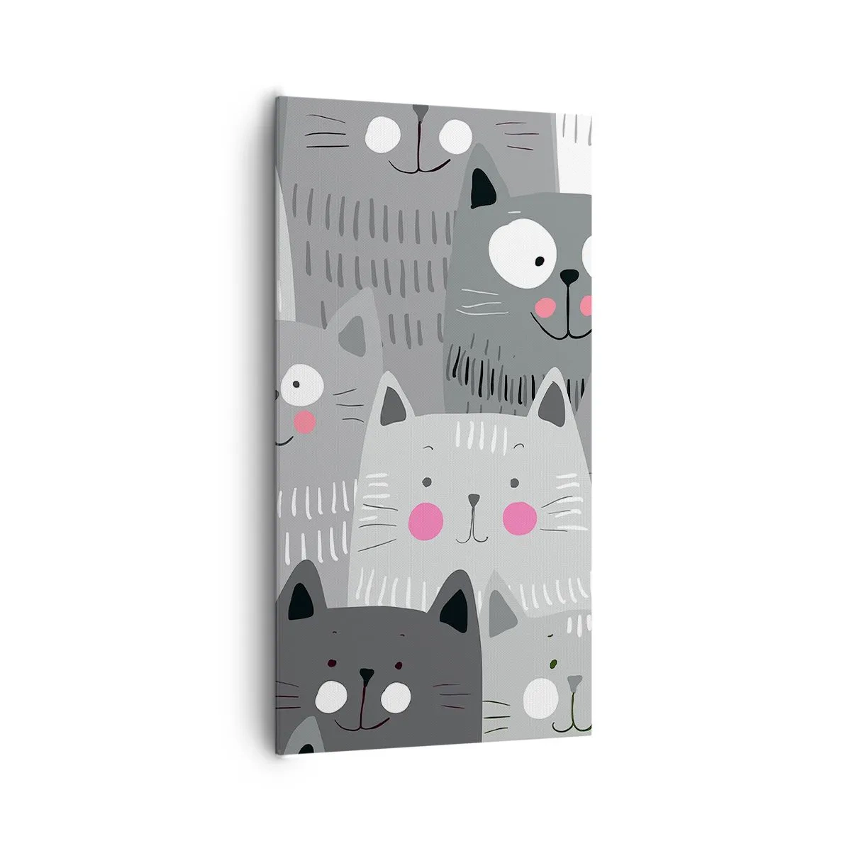 Canvastavla - Bild på duk - Katternas värld - 65x120 cm