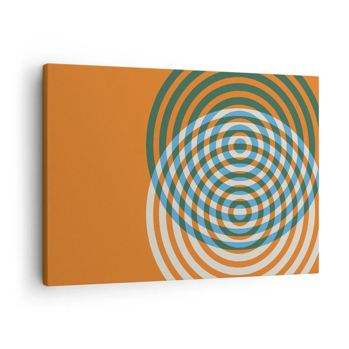 Canvastavla - Bild på duk - Koncentriska cirklar på en orange bakgrund - 70x50cm - Abstrakt cirkulär variation - Modern väggdekoration för vardagsrum och sovrum ARTTOR
