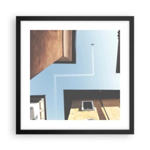 Affisch i svart ram - Ovanför stadens labyrint - 40x40 cm