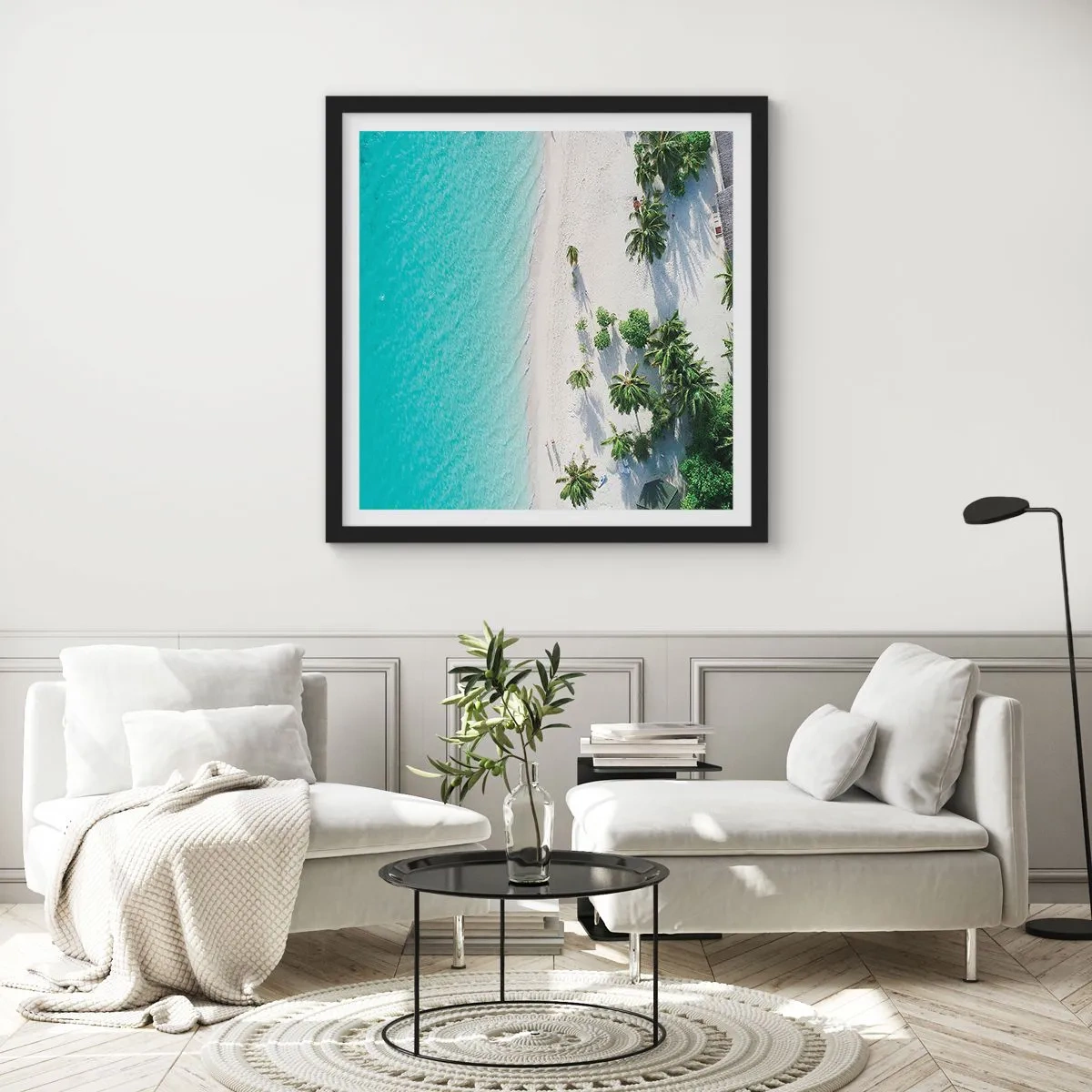 Affisch i svart ram - Semester i paradiset - 40x40 cm