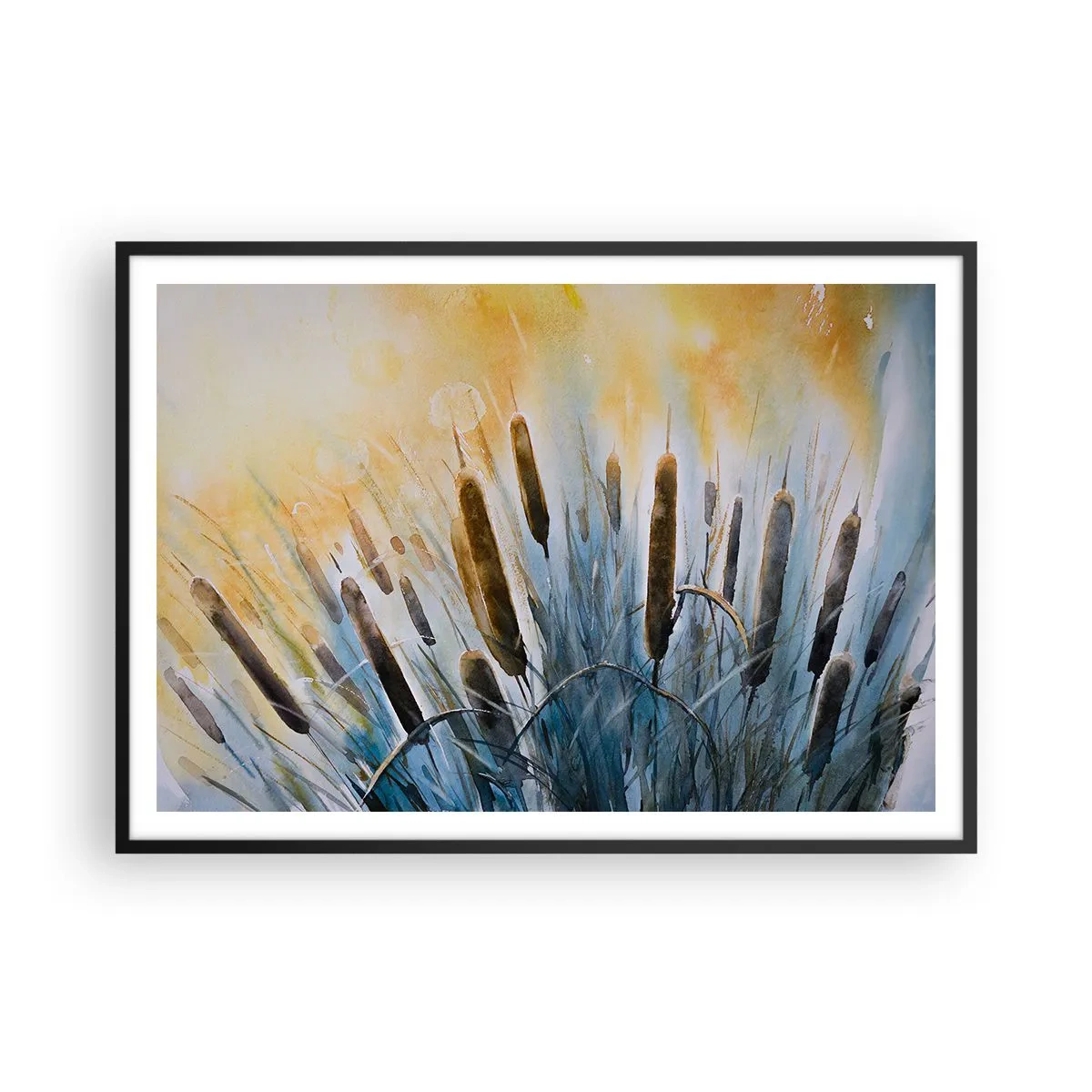 Affisch i svart ram - Vattnets kyla, solens hetta - 100x70 cm