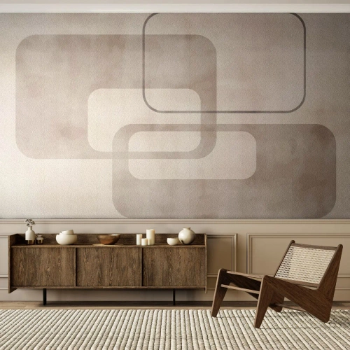 Fototapet Premium Sand - Geometrisk fug - Former, Minimalism, Ljus - 250x175 cm