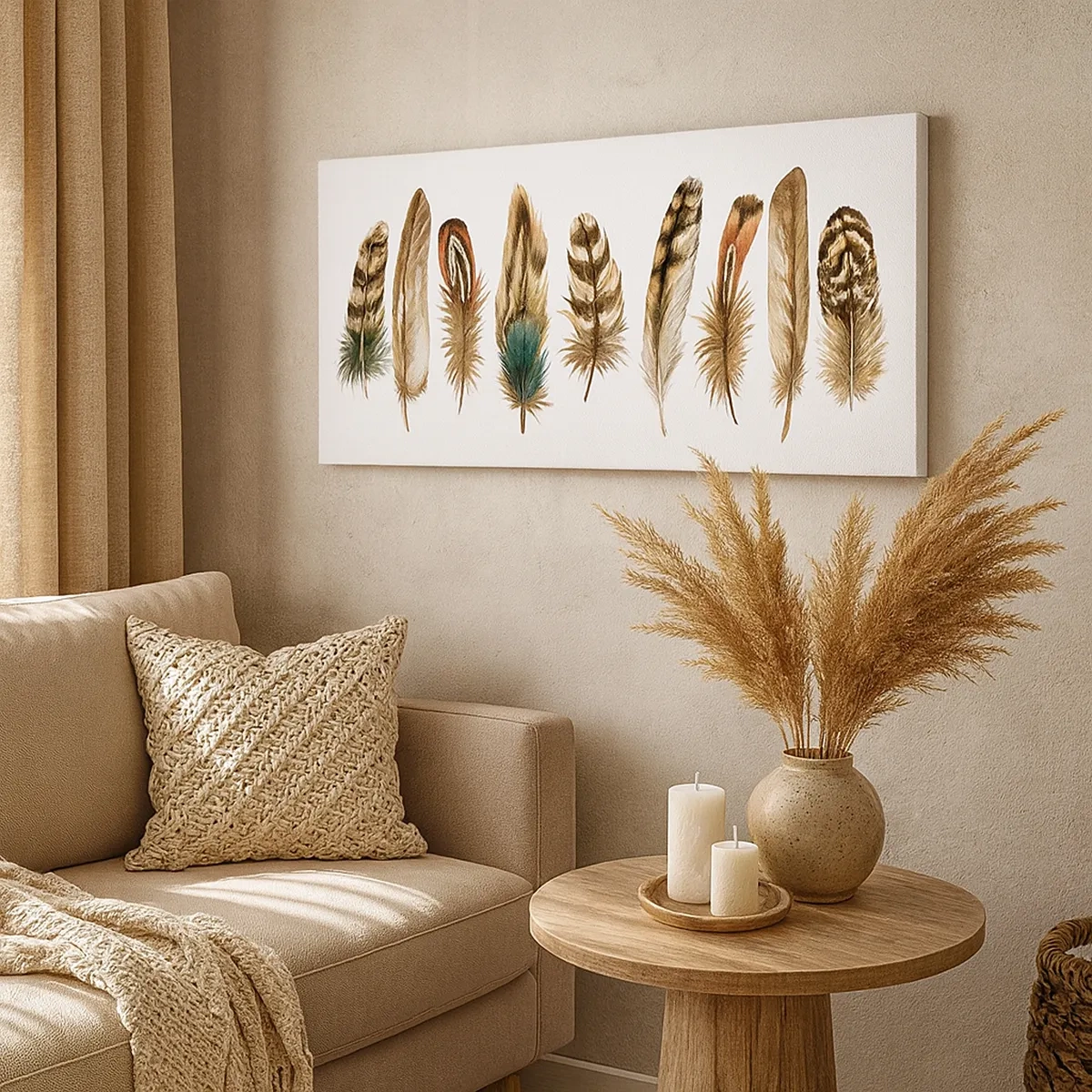 Canvastavla - Bild på duk - Fjädervariation - 30x30 cm