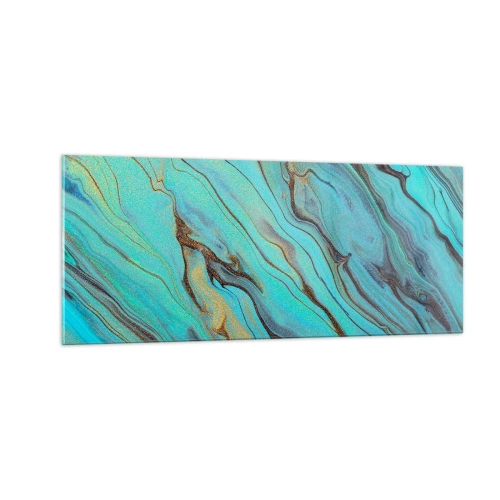 Glastavla - Bild på glas - Turkost tidvatten - 100x40 cm