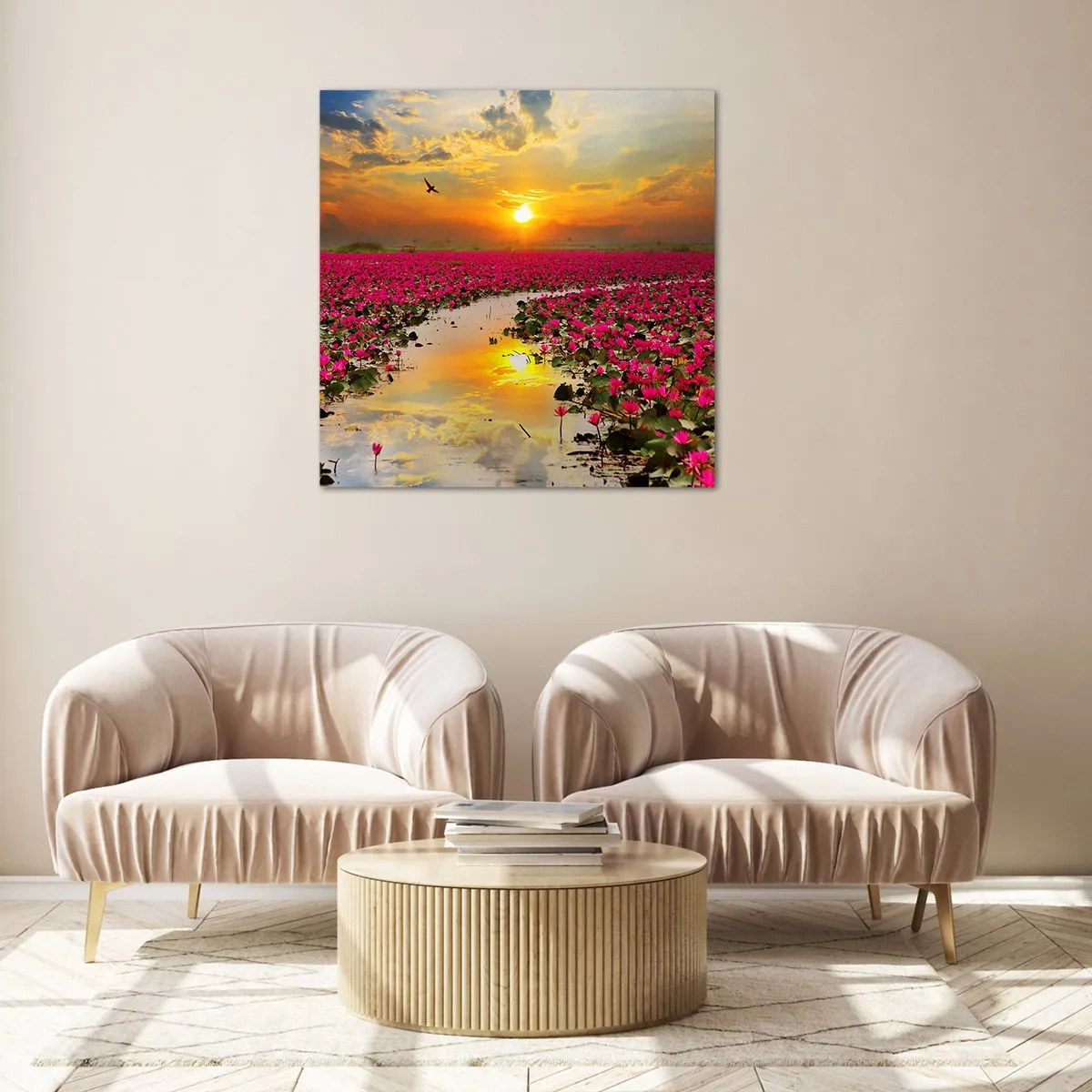 Glastavla - Bild på glas - Sjöns hemlighetsfulla liv - 40x40 cm