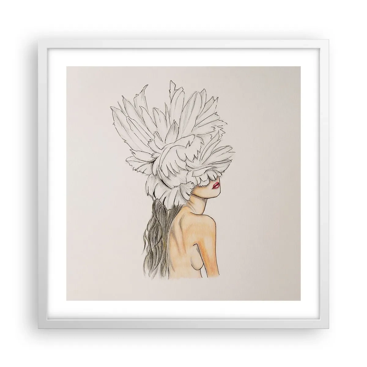 Affisch i vit ram - Krönt skönhet - 50x50 cm