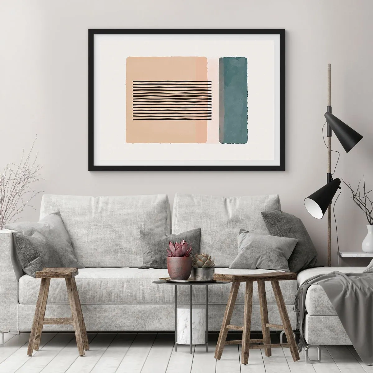 Affisch i svart ram - Allt väl - 100x70 cm