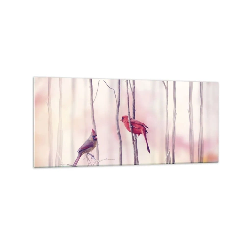 Glastavla - Bild på glas - Rosa skogens saga - 120x50 cm
