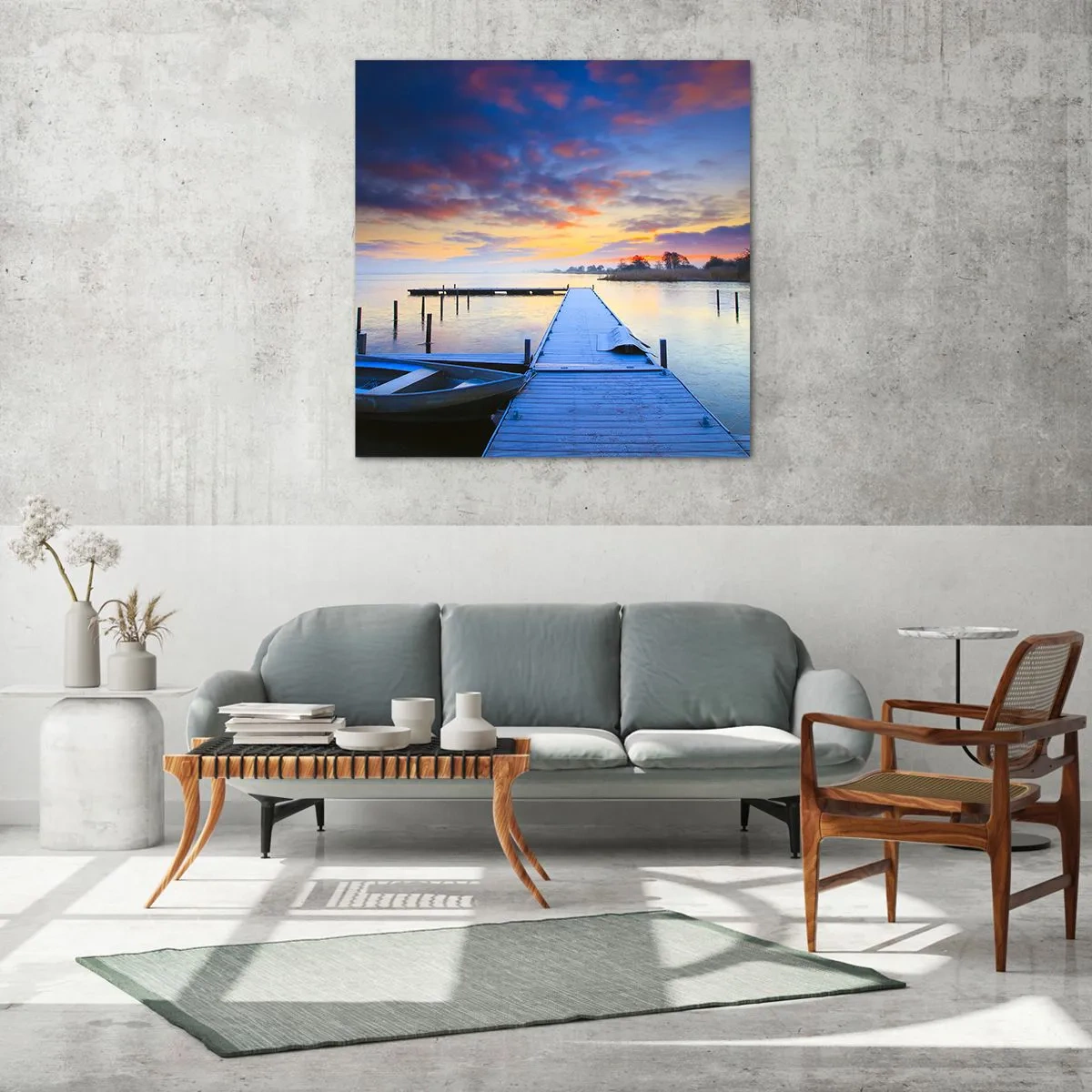 Glastavla - Bild på glas - Violet-guld ro - 60x60 cm