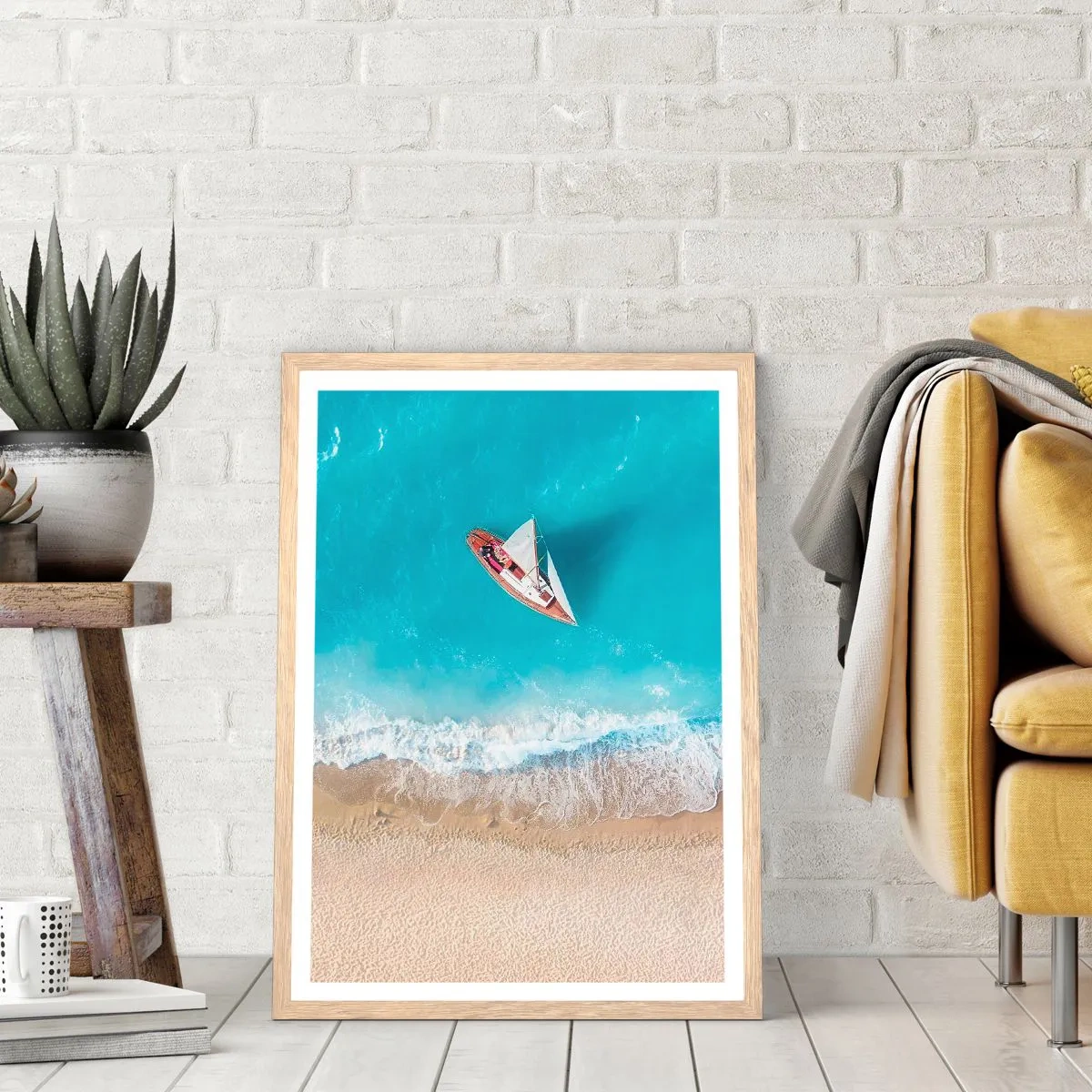 Affisch i ram av ljusek - På gränsen mellan blå och guld - 30x40 cm