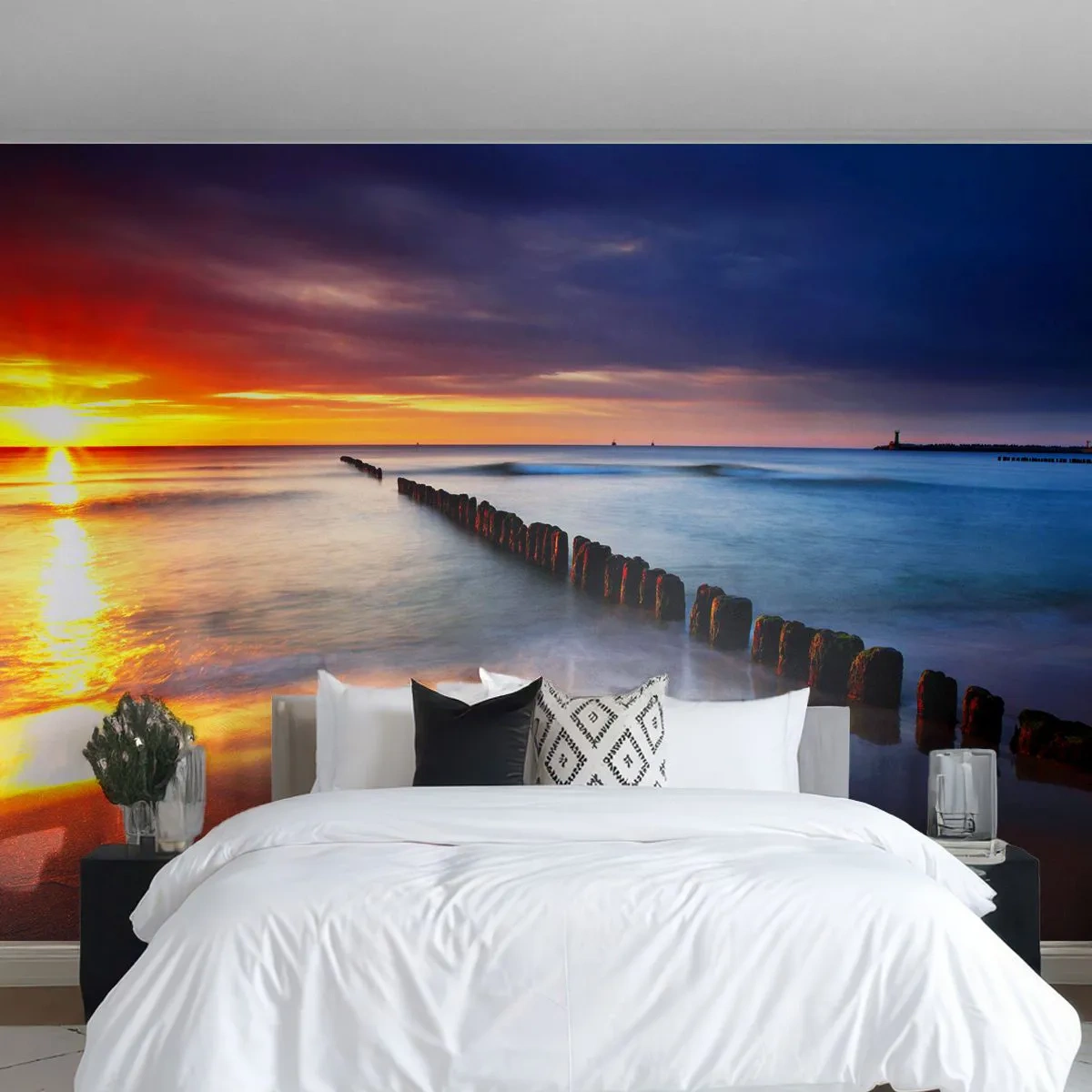 Fototapet Premium Sand - Lyssna på tystnaden - Landskap, Solnedgång, Strand - 100x70 cm