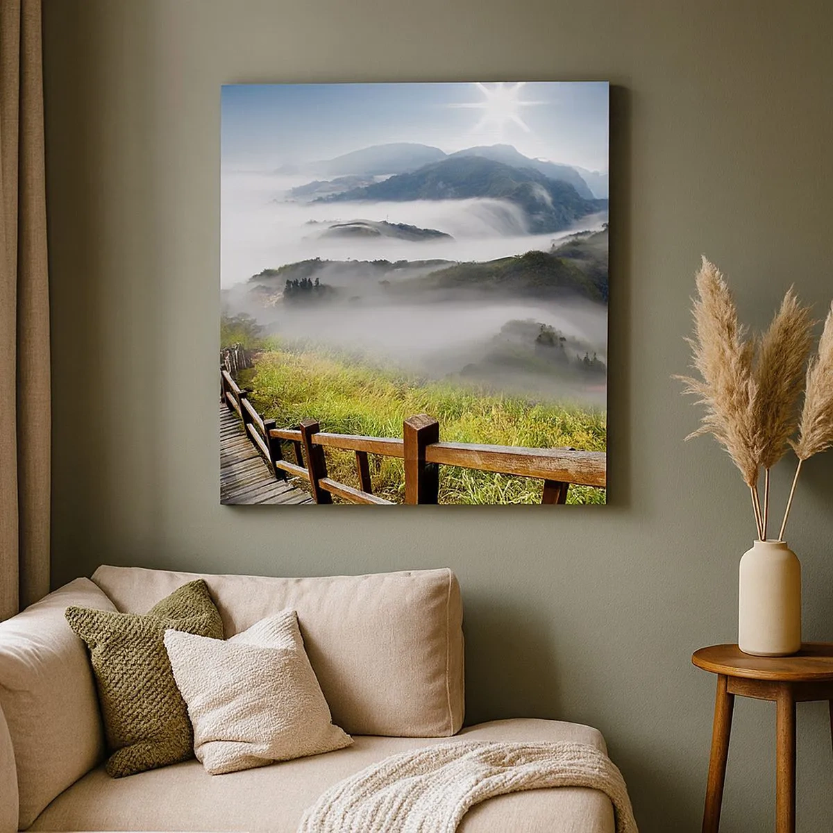 Canvastavla - Bild på duk - Vävt av sken och dimma - 30x30 cm