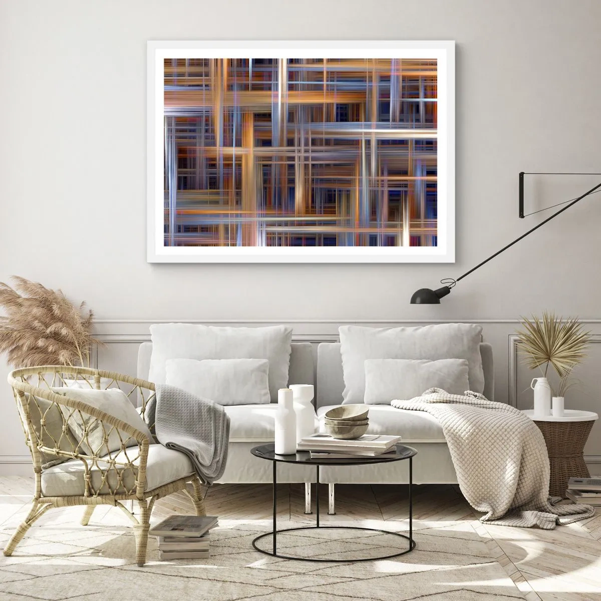 Affisch i vit ram - Vävd av ljus - 100x70 cm