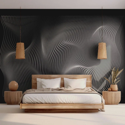 Självhäftande Fototapet Deluxe Sticker - Ljusets dans i rymden - 3D, Rader, Modern - 500x350 cm