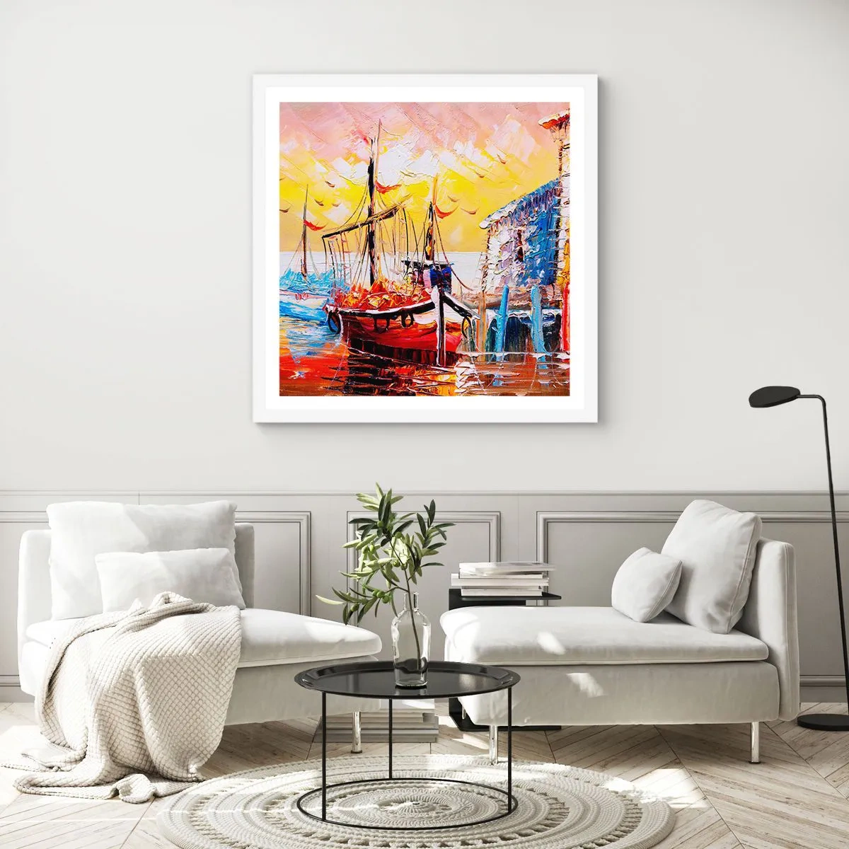 Affisch i vit ram - Lycklig återresa - 50x50 cm