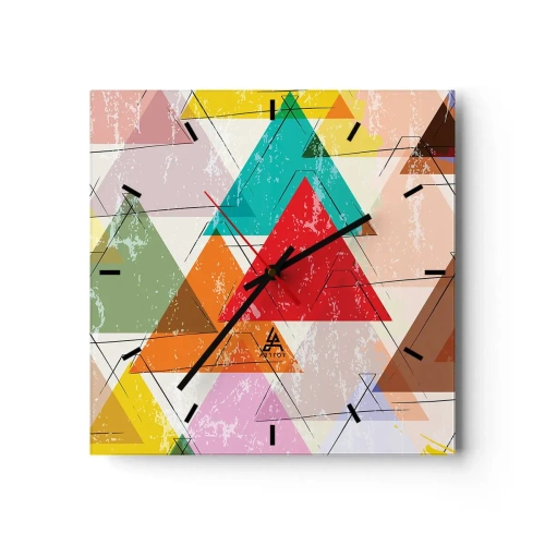 Väggklocka - Klocka på glas - Tre gånger tre - 30x30 cm