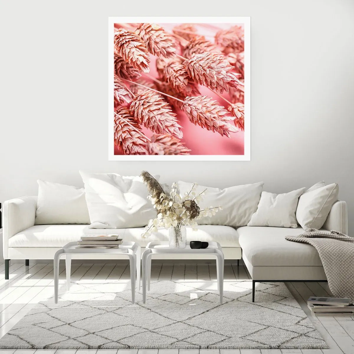 Affisch - Blomkaskad i rosa - 60x60 cm