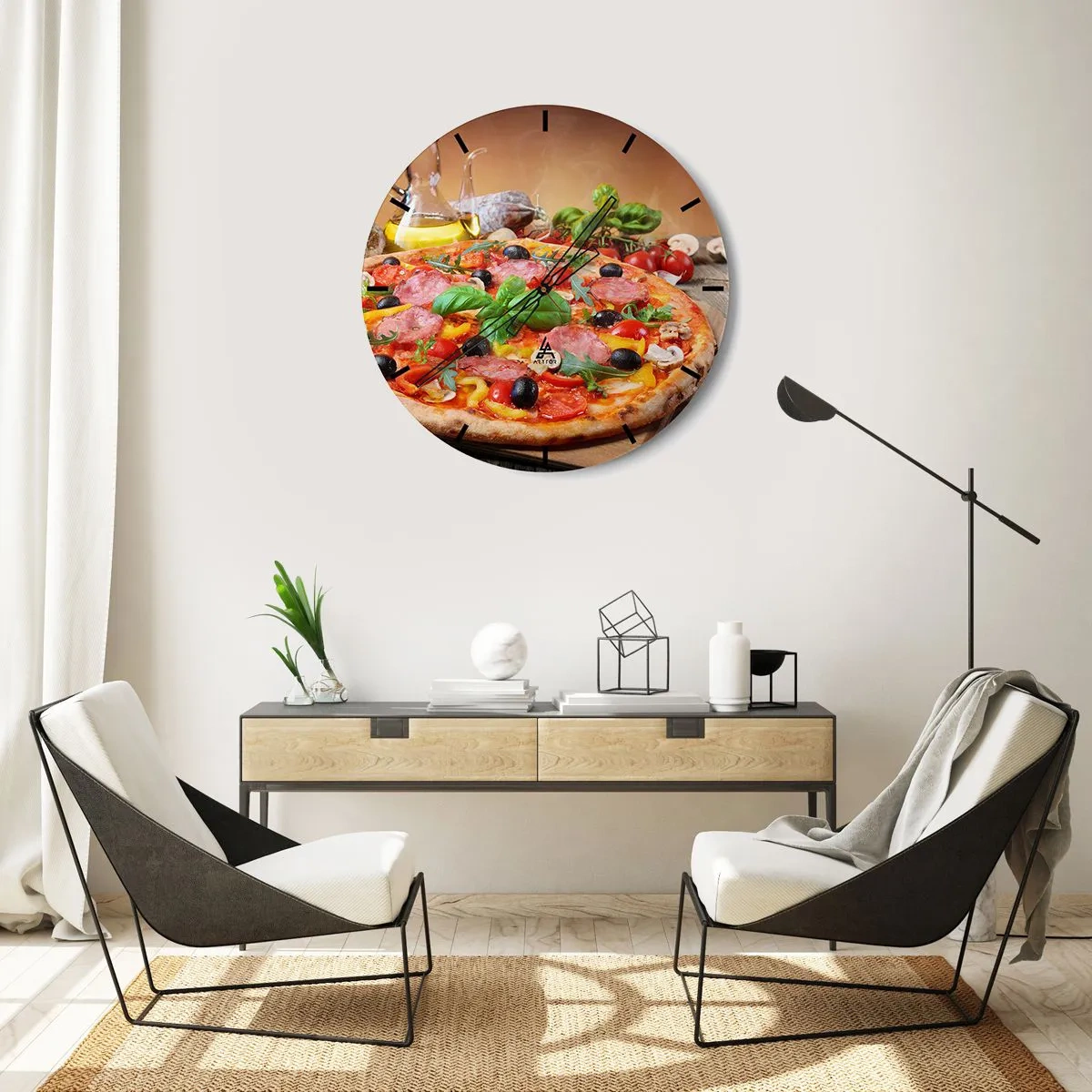 Väggklocka - Klocka på glas - Med riktig italiensk smak - 30x30 cm