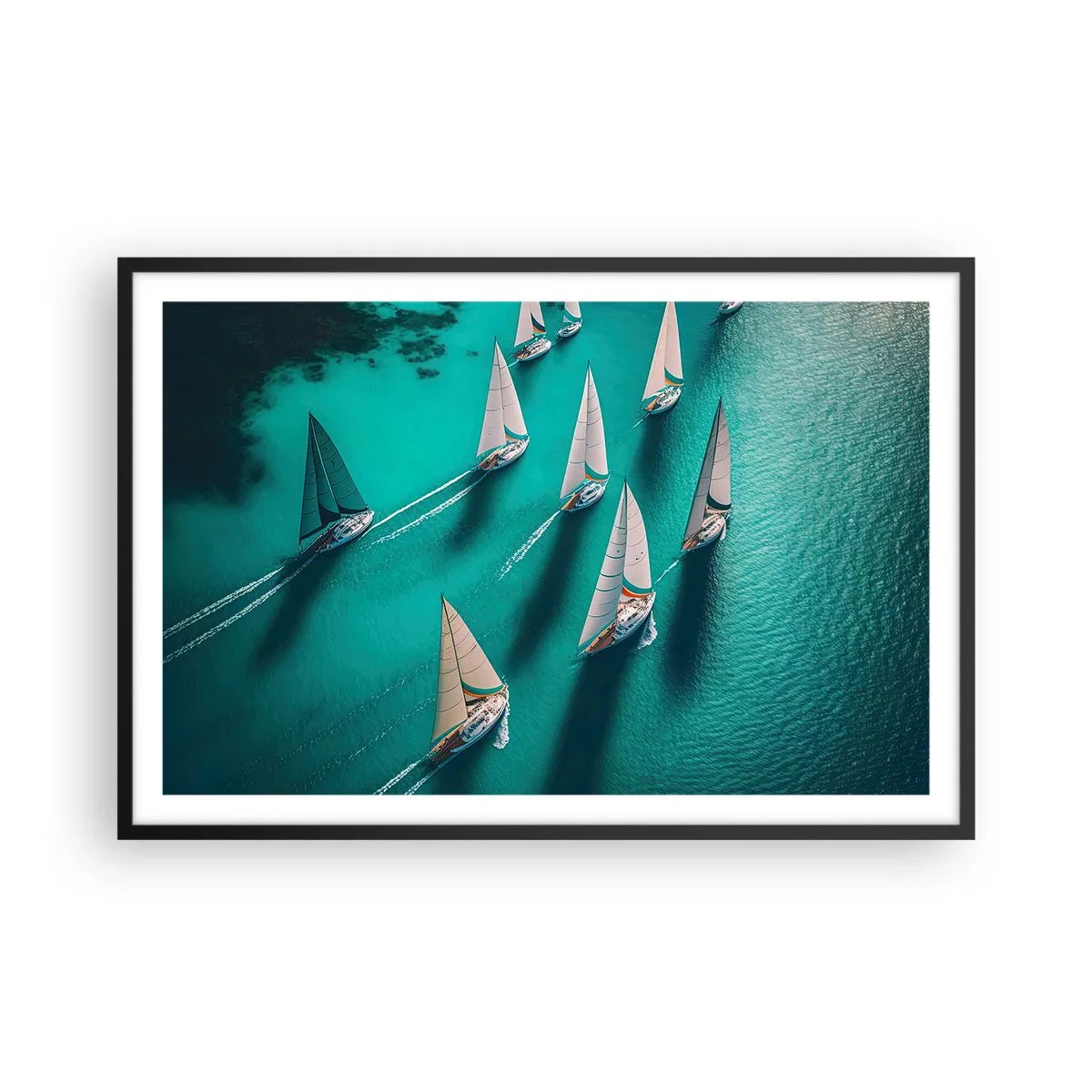 Affisch i svart ram - Tävla med vinden - 91x61 cm