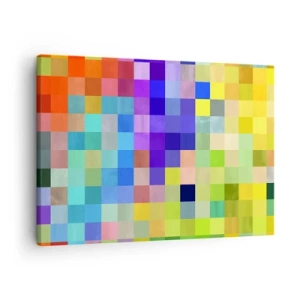 Canvastavla - Bild på duk - En färgglad mosaik av rutor i olika färger - 70x50cm - Alla olika, alla jämna - Modern väggdekoration för vardagsrum och sovrum ARTTOR
