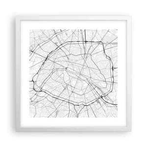 Affisch i vit ram - Paris blomma - 40x40 cm
