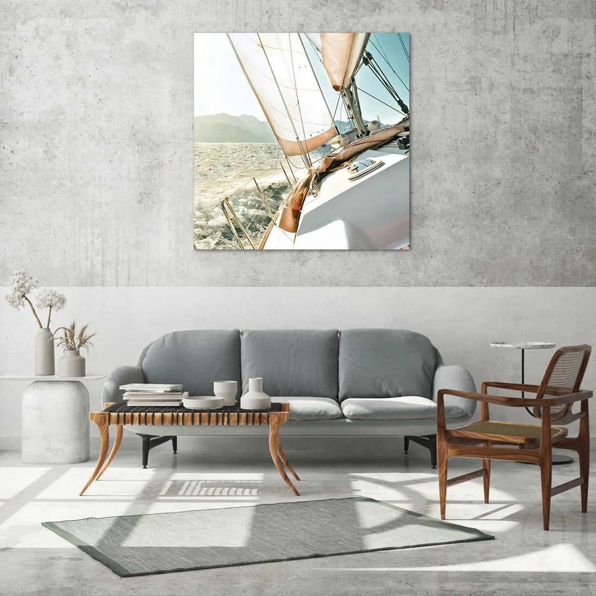 Glastavla - Bild på glas - Under full segel - 50x50 cm