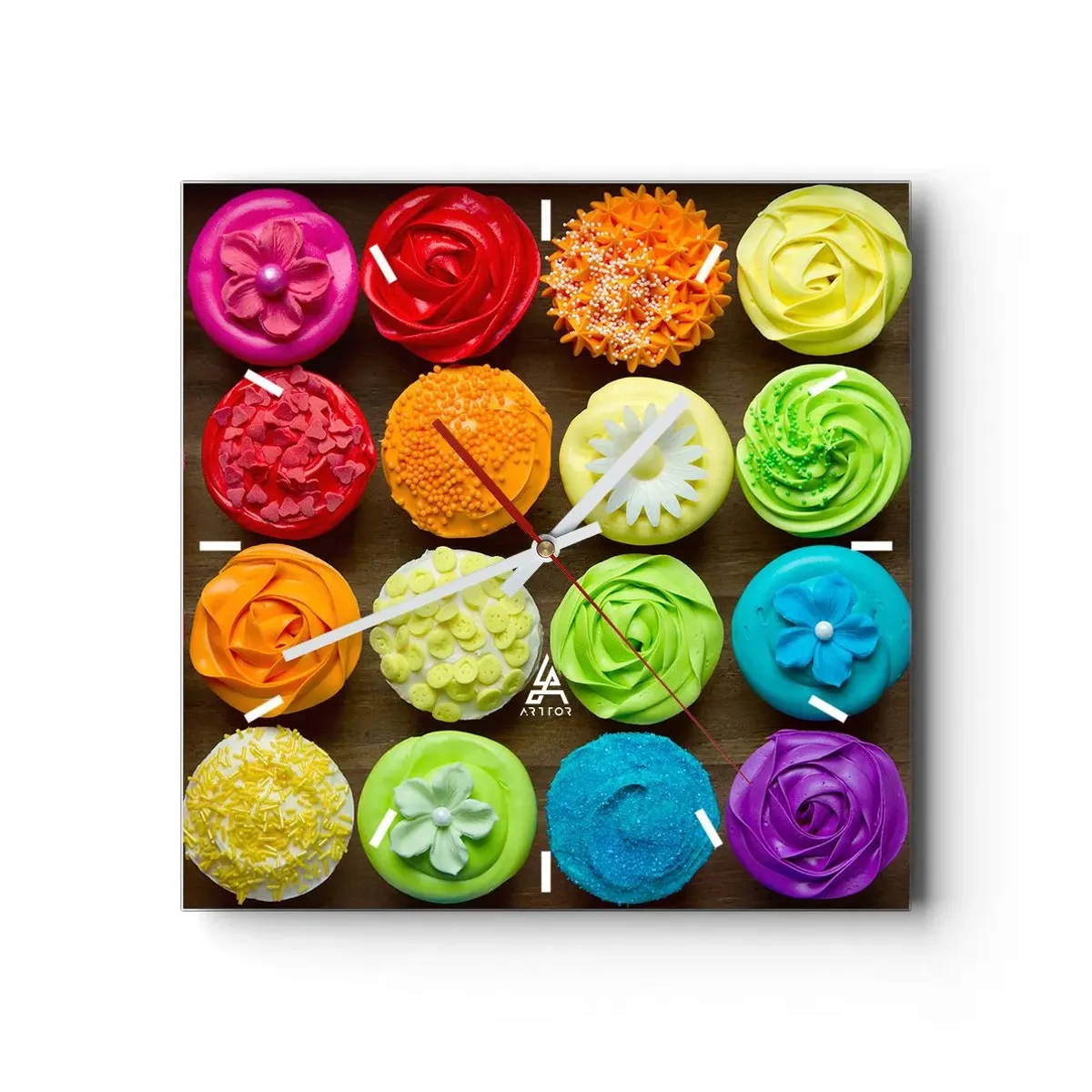 Väggklocka - Klocka på glas - Alla olika - alla goda - 40x40 cm