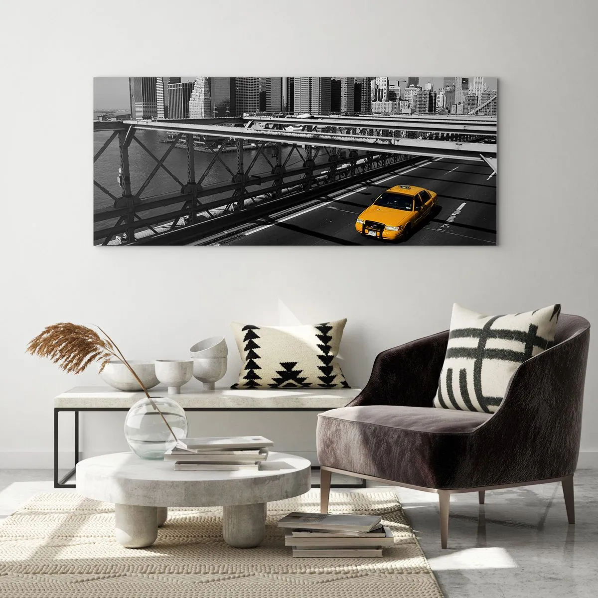 Glastavla - Bild på glas - Storstadens färg - 100x40 cm