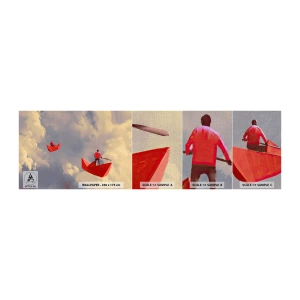 Provbit av fototapet Premium Canvas - Drömmarnas utflykt - Abstraktion, Fantasi, Origami - 100x30 cm