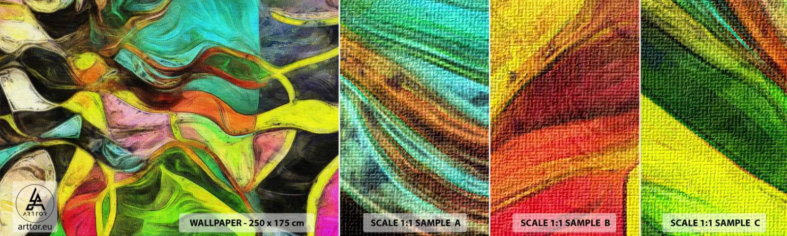 Fototapet Prov Standard Eco - Rörelse är liv - Abstraktion, Bit, Målning - 100x30 cm