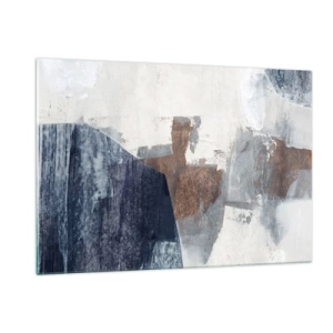 Glastavla - Bild på glas - Blåbruna former - 120x80 cm