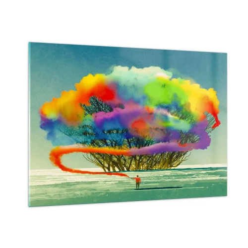 Glastavla - Bild på glas - Liva upp världen - 100x70 cm