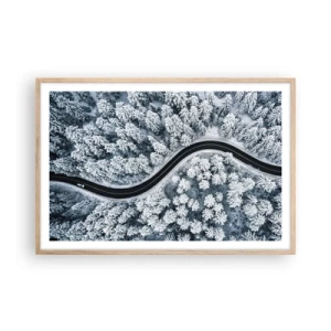 Affisch i ram av ljusek - Genom vinterskogen - 91x61 cm