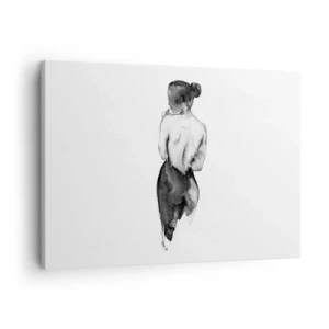 Canvastavla - Bild på duk - Kvinnans figur fångad i subtil akvarell - 70x50cm - Världen försvinner i hennes närvaro - Modern väggdekoration för vardagsrum och sovrum ARTTOR