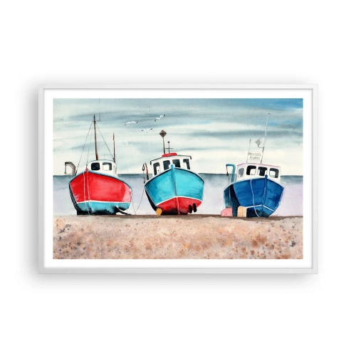 Affisch i vit ram - Redo för fångst - 91x61 cm