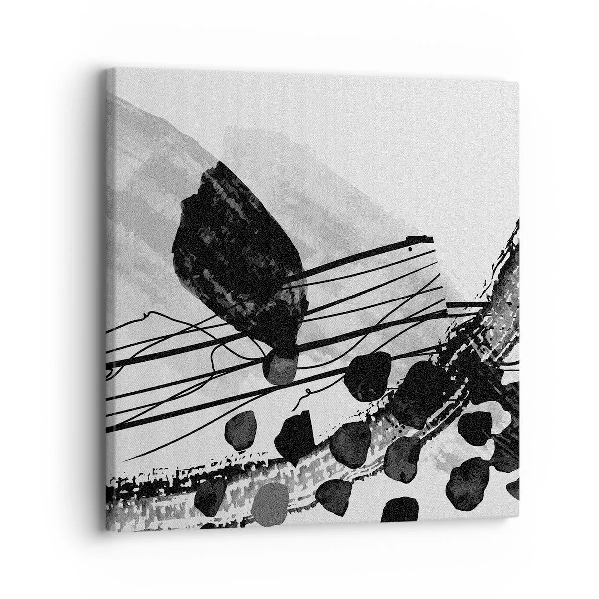 Canvastavla - Bild på duk - Svartvit organisk abstraktion - 30x30 cm